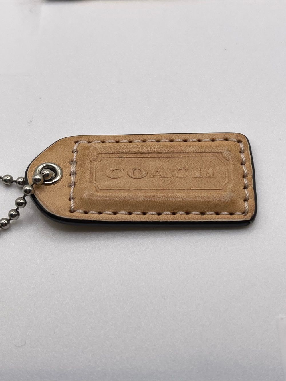 Coach Vachetta Leather Hang Tag with Silver Ball Chain